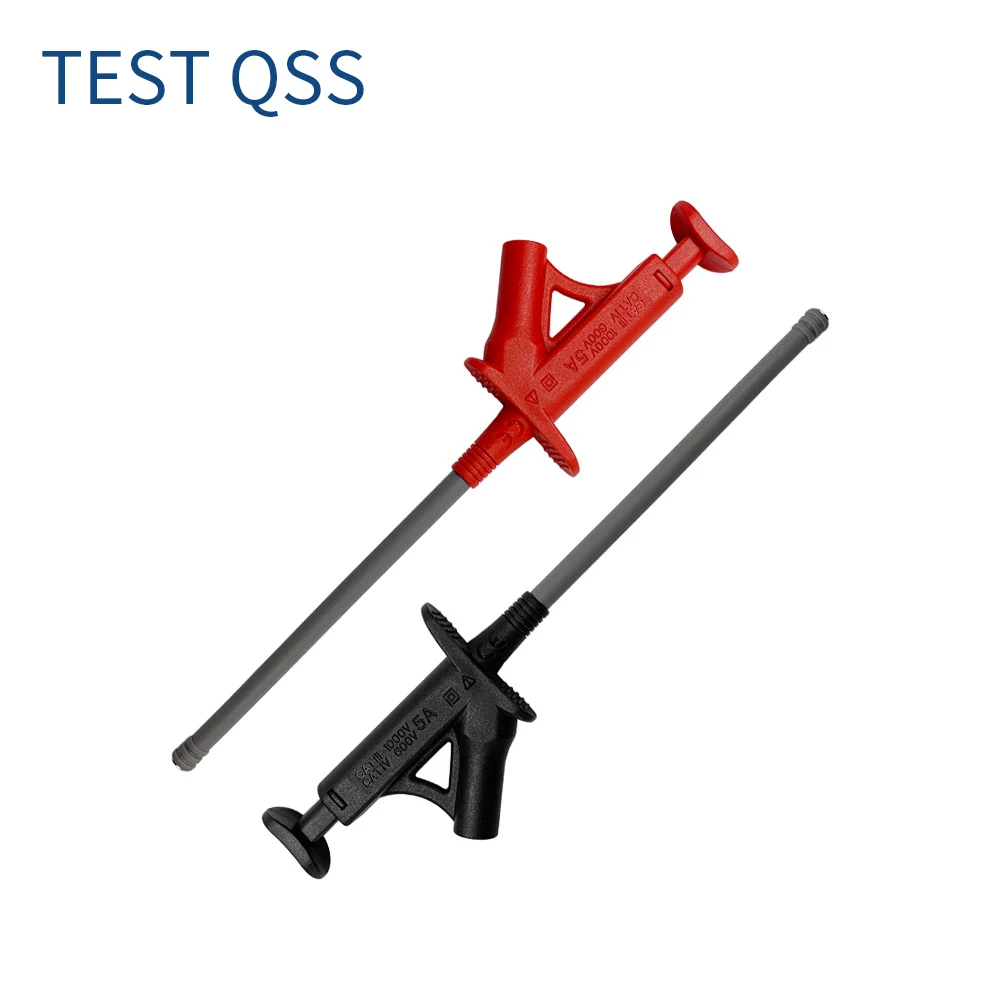 QSS 빠른 테스트 후크 클립 전문 절연 고전압 유연한 그래버 테스트 프로브, 4mm 바나나 소켓 Q.30042