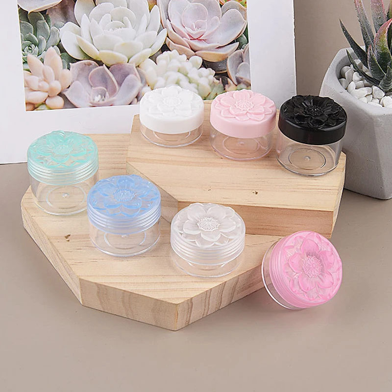 50pcs/lot PP Cherry Blossom Plastic Facial Mask Bottle Paper Film Small Sample Cream Jar Container