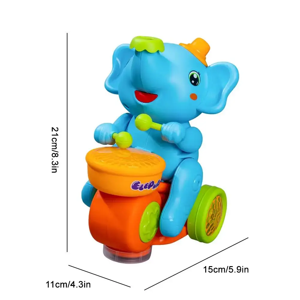 Drumming Elephant Toy, Music Light Drumming Toy Car Cute Small Elephant Toys Car Parent Child Interactive Toy Games 6