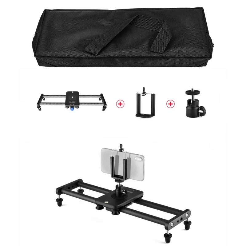 YELANGU L140T-A 40cm Photography Slide Rail Track Carbon Fiber Tracking Slide Smartphone Camera Follow Shooting Tool + BallHead