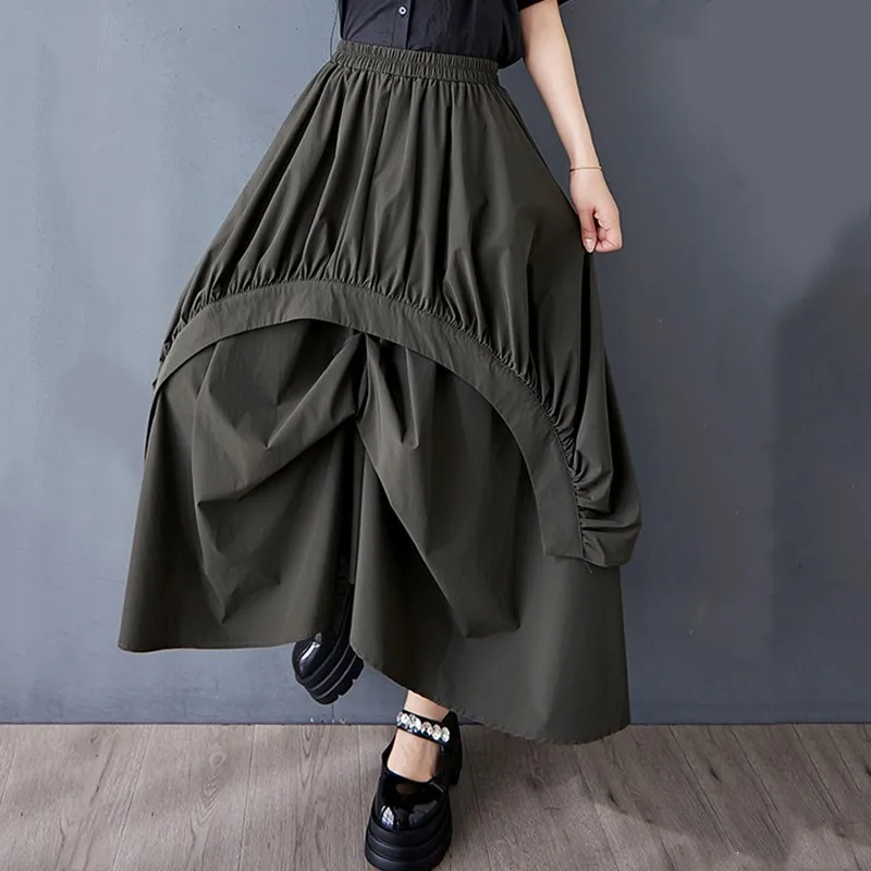 plus size vintage high waist spring summer casual loose long for woman skirts womens 2025 skirt clothing