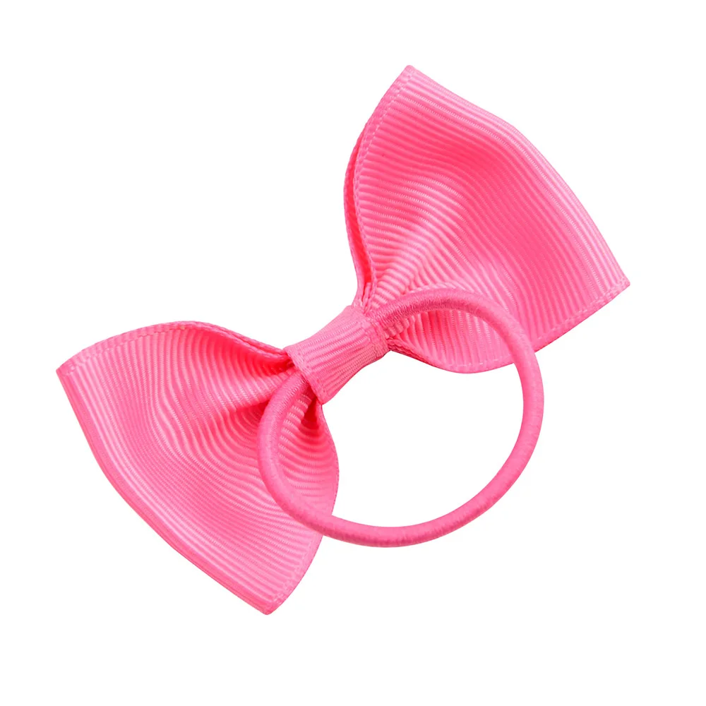 Fashion Small Baby Elastic Rubber band Head rope Mini Solid Ribbow Bow Tie Girls Hair Accessories 1 Pcs nylon hair tie
