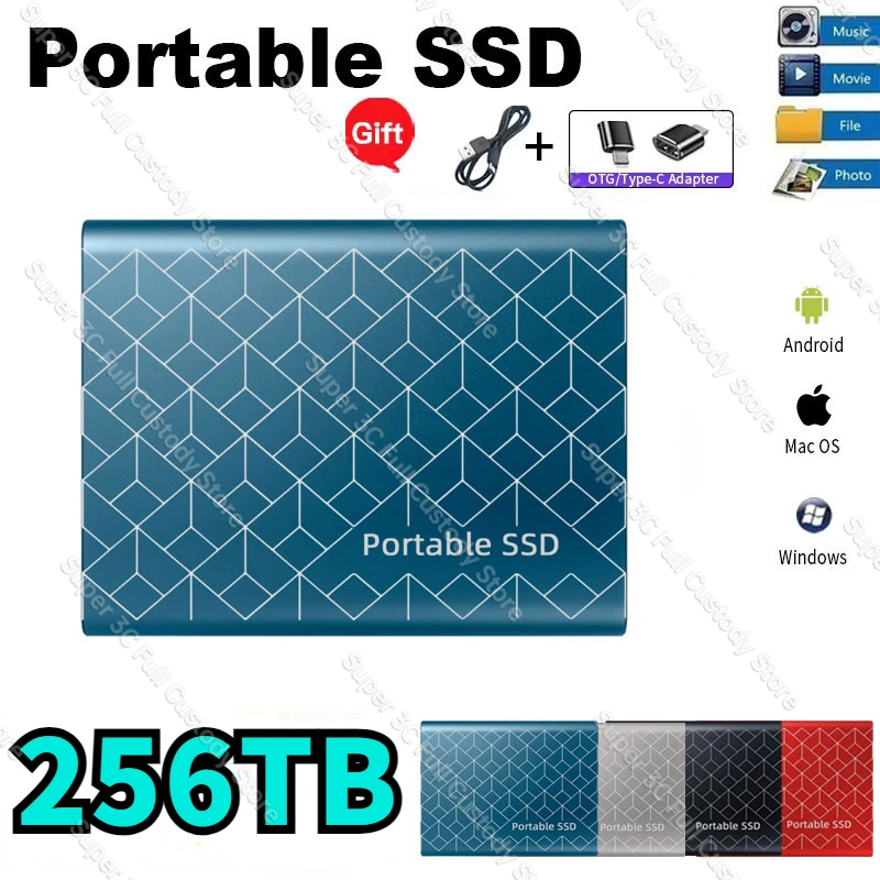 

Portable SSD 1TB/2TB/64TB External Solid State Drive USB3.0/Type-C Hard Disk High-Speed Storage Device For Laptops/Desktop/Phone