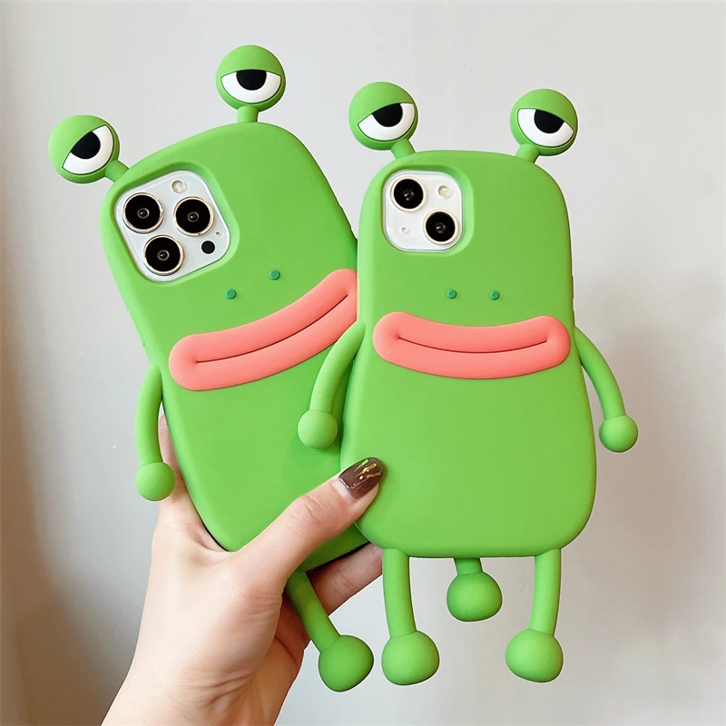 3D Sad Frog Cartoon Soft Silicone Funny Phone Case Cover