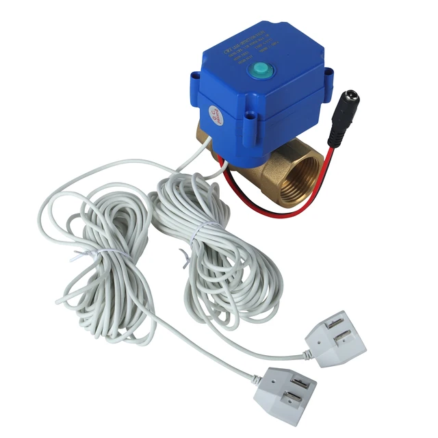 DN15 (1/2") DN20(3/4") DN25 (1") Water Valve Water Leakage Protection System with 2pcs 6m Water leak sensing cable 1