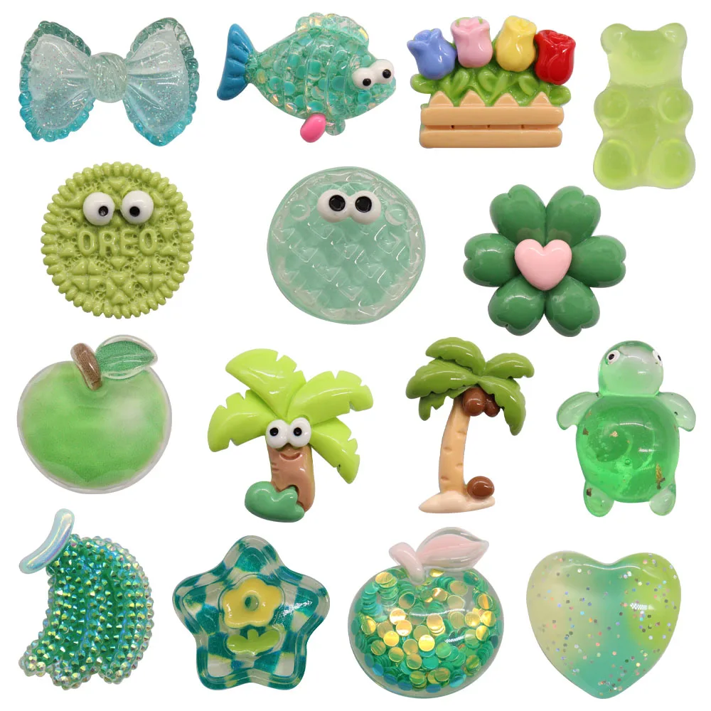 

Mix 50Pcs Resin Shoe Charm Green Coconut Tree Apple Turtle Banana Accessories DIY Shoe Decorations For Croc Jibz Kids X-mas Gift