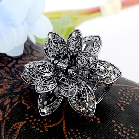 YHJ NEUE Haarklammer im Barockstil, sechs Blätter, Blume, hohles Legierungsdesign, Haarklammern, Haar-Accessoires für Frauen und Mädchen