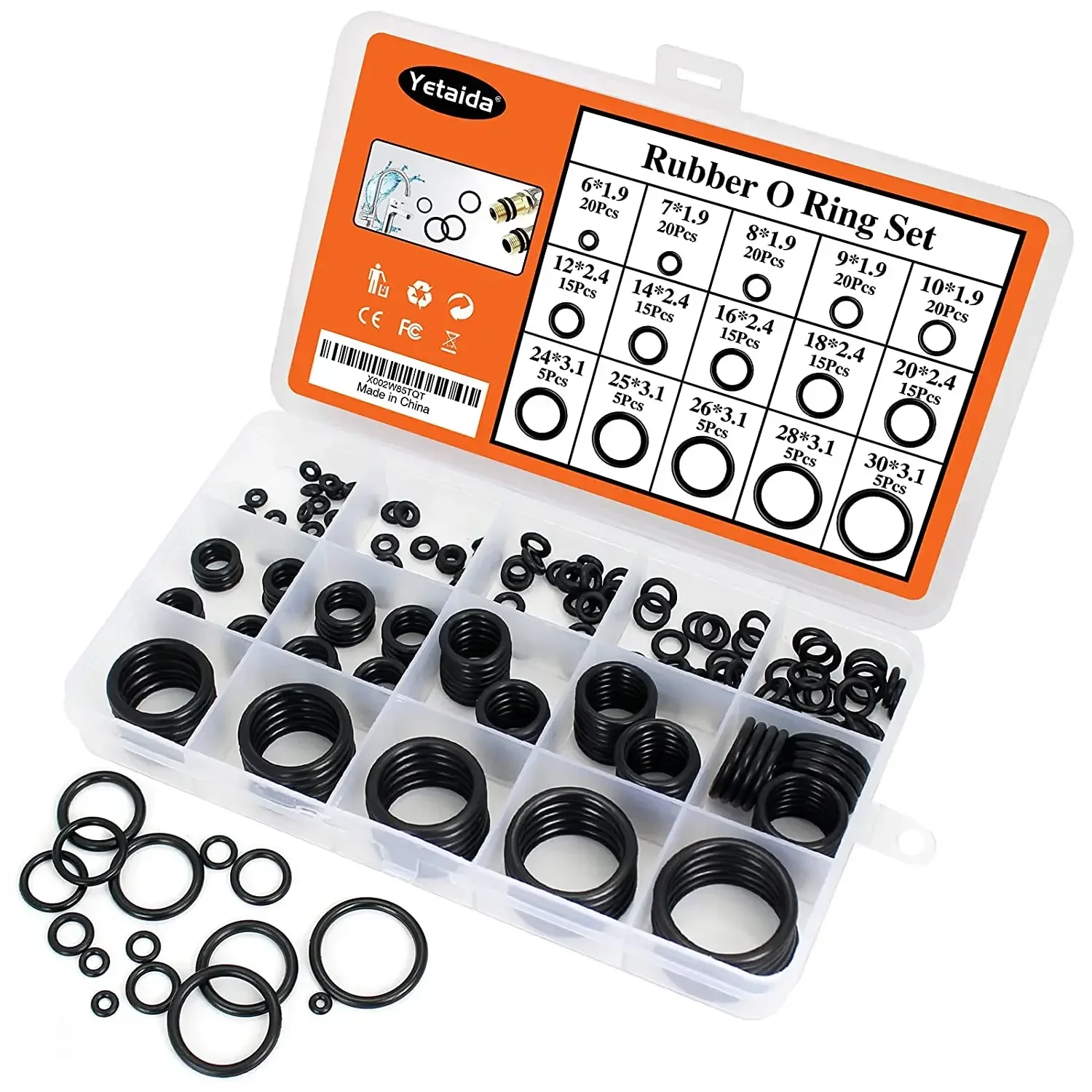 Rubber O Ring Assorted Set nitrile Silicone Rubber Washer Gasket Sealing waterproof O-Ring Ring NBR repair kit 200/1200pcs