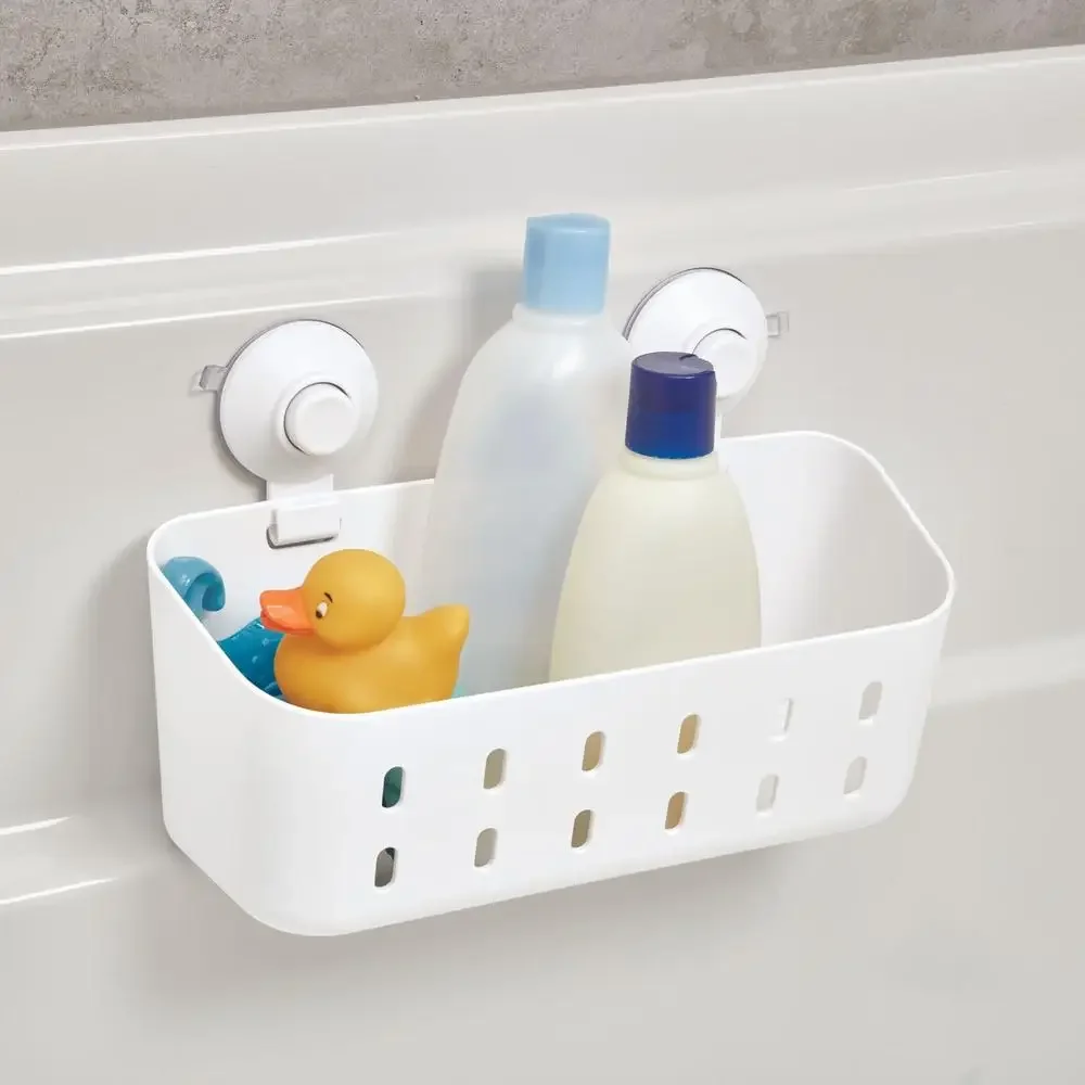 Cade Rectangle Suction Shower Basket Organizer White Rust Resistant Easy Install BPA-Free Compact Size 4.76"x11.88"x7.76