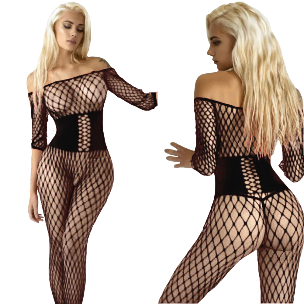 Description Picture 4 of itempornographic underwear Body stocking Women Sexy Bodysuit Lingerie Fishnet Open Bra Erotic Costumes Pantyhose Mesh Suit Tights Po