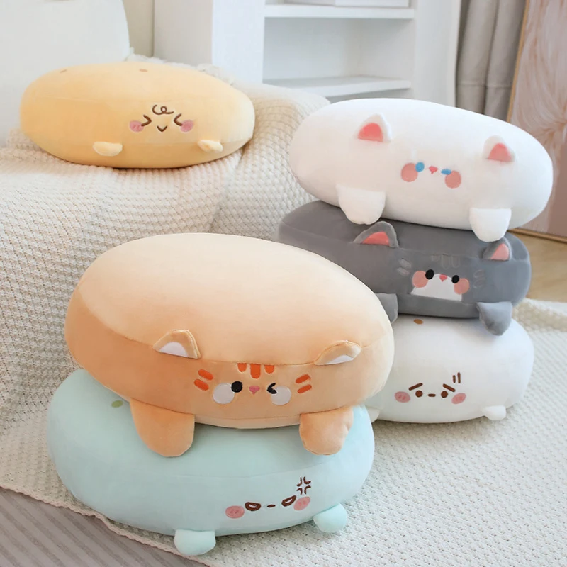 Soft Lovely Five Facial expressions Little Cat Plush Pillow Stuffed Animal Anime Cat Plush Cushion Sofa Seat Chair Home Decor