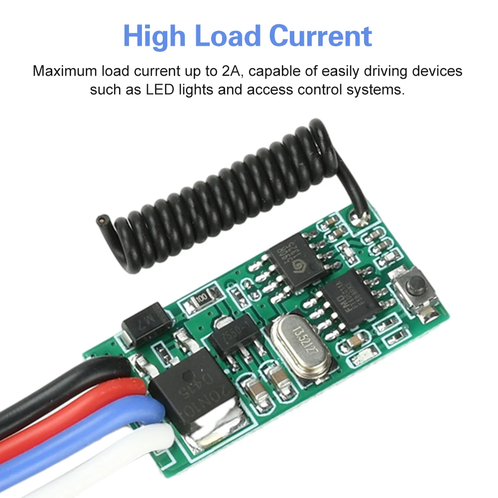 Modulo Interruttore Telecomandato RF 433MHz DC 3.6~24V, Ricevitore di Segnale a 1 Canale con Funzioni Istantanea/Attivazione e Mantenimento/Interblocco con Ritardo - immagine 5