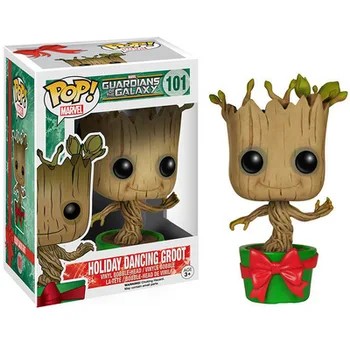 FUNKO POP Movie Marvel Guardians of The Galaxy Holidy Dancing Grootted 101 The Avengers Figures