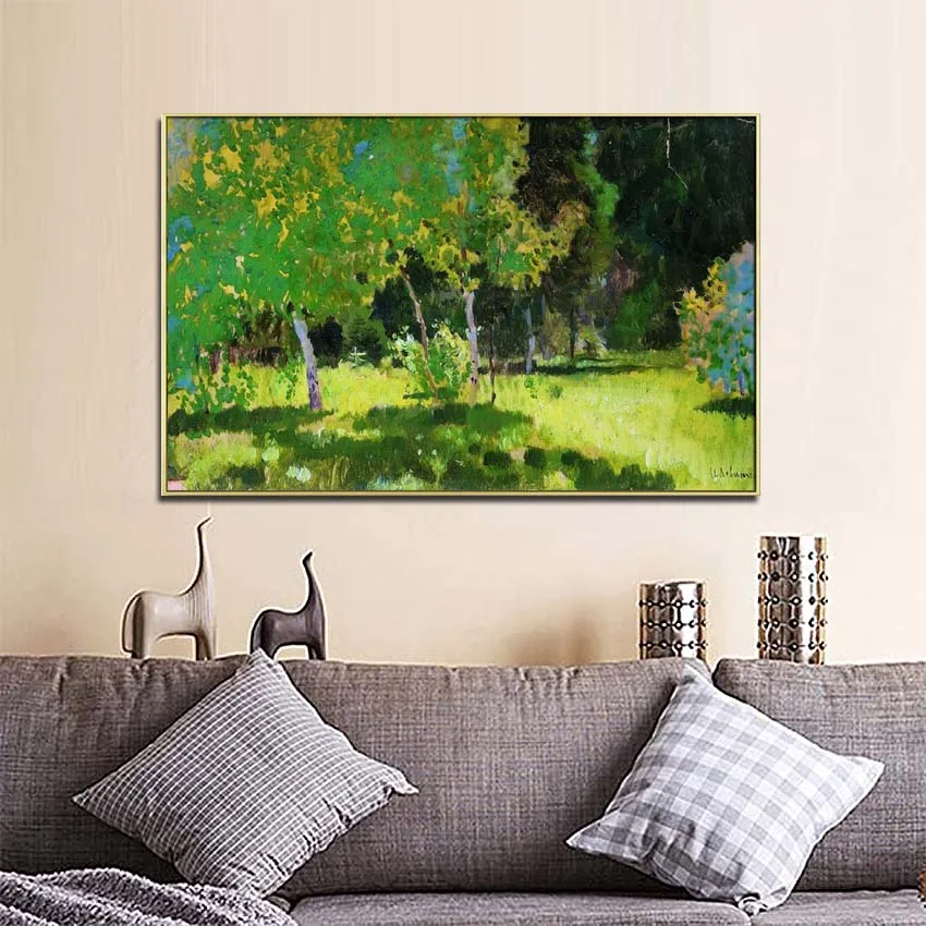 

A garden by Isaac Levitan Handpainted Russian landscape oil painting reproduction on canvas for living room free shipping