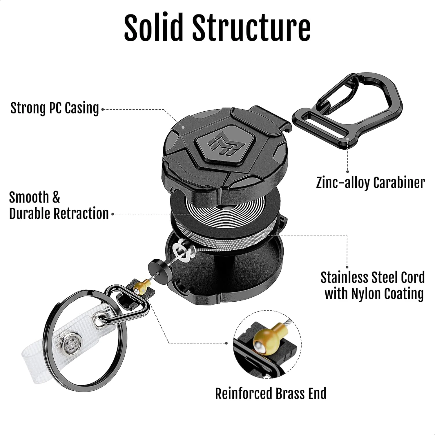 2-Pack Heavy Duty Carabiner Badge Holder, 4