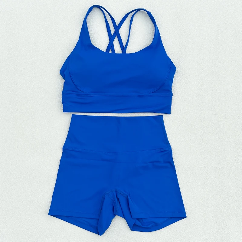 2 Piece Yoga Clothes Women's Tracksuit Athletic Wear Fitness Suit Gym Workout Push Up Clothes Sports Bra Yoga Shorts Suit