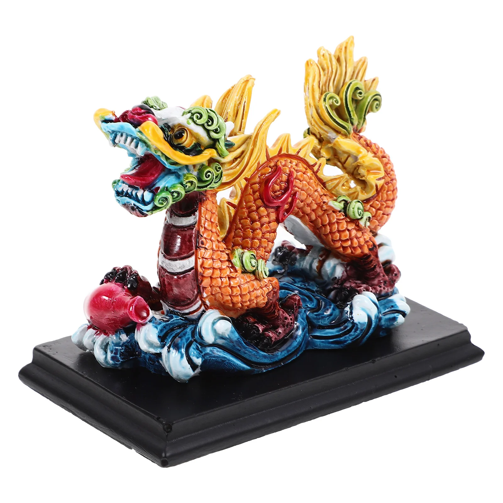 

Resin Chinese Zodiac Dragon Figurine Retro Feng Shui Wealth Dragon Statue Mini Car Dashboard Animal Sculpture