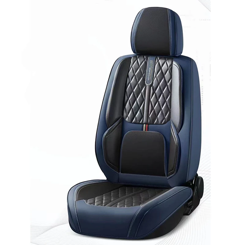 Funda Asientos Coche Universal PU Cuero Patrón Rombo – Negro, Juego Completo