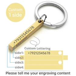 Customized 3D Engraved Stainless Steel Keychain - Personalized Text, Name, Date, and Logo Gift (Gold One Side)