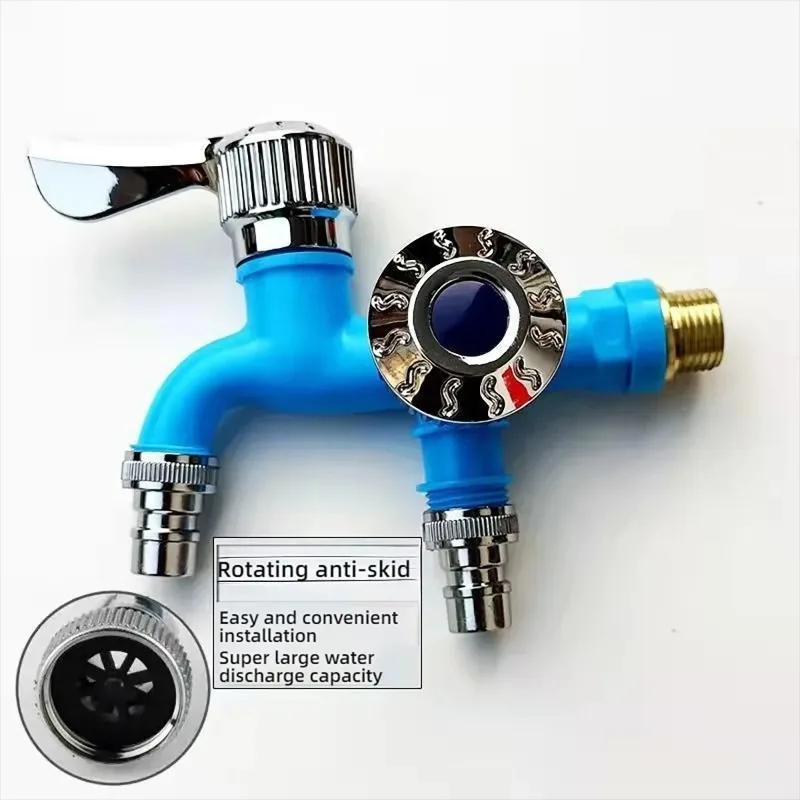 Water Faucet 2 in 1 Dual Head Spout Laundry Washing Tap Wall Mount Outdoor Garden Washing Machine Taps