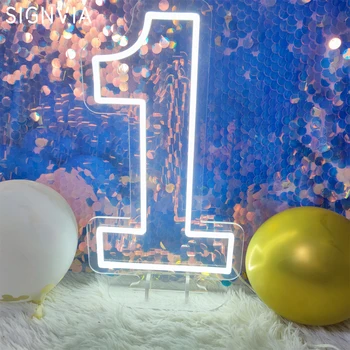 웨딩 숫자 네온 조명 사인, 생일 홈 장식, 방 장식, 야간 조명, 침실 네온 램프, LED 발광 사인, 45cm, 0-9