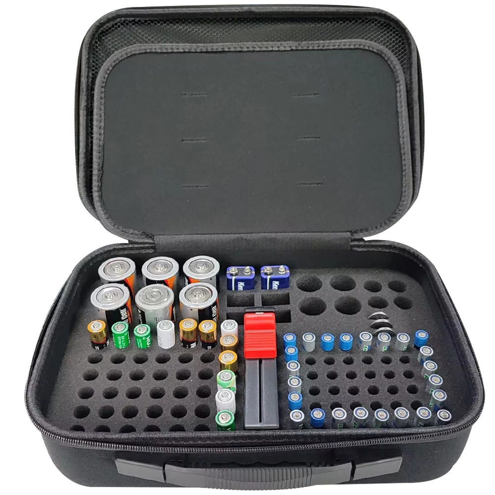 Custodia per batterie con cinghie elastiche per batterie AA AAA 9V C D al litio, contenitore per batterie a bottone per casa, garage, regalo