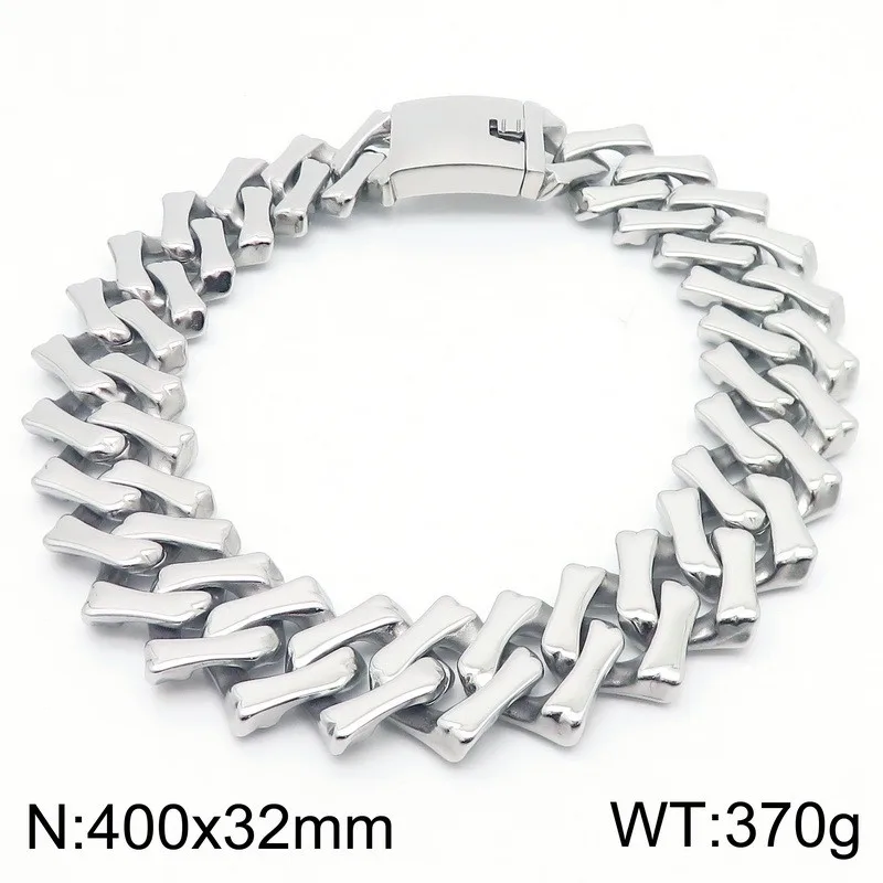 HAOYI Trendy Lager Halsband für Männer Frauen Punk Edelstahl Kubanische Kette Halskette Glänzende Gold Farbe Schmuck Personalisierte Geschenk – Detail 12