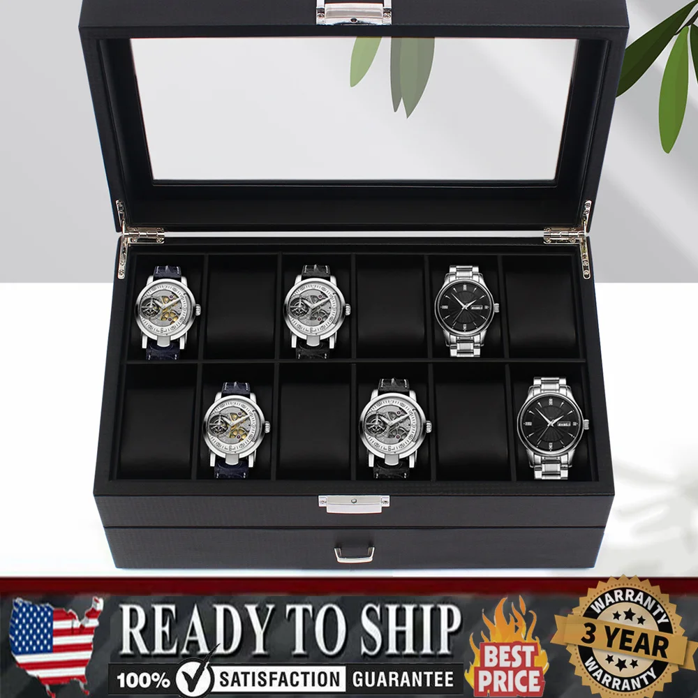 

Men watch Box Case Organizer 24 Slots watches Holder Jewelry Storage Display Men Gift