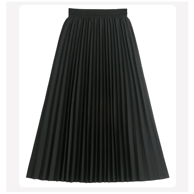 white pleated skirt Solid Color Large-swing Pleated Skirt Women's 2022 Spring New Elastic Waist Multi-color Elegant and Thin Mid-length A-line Skirt pencil skirt Skirts