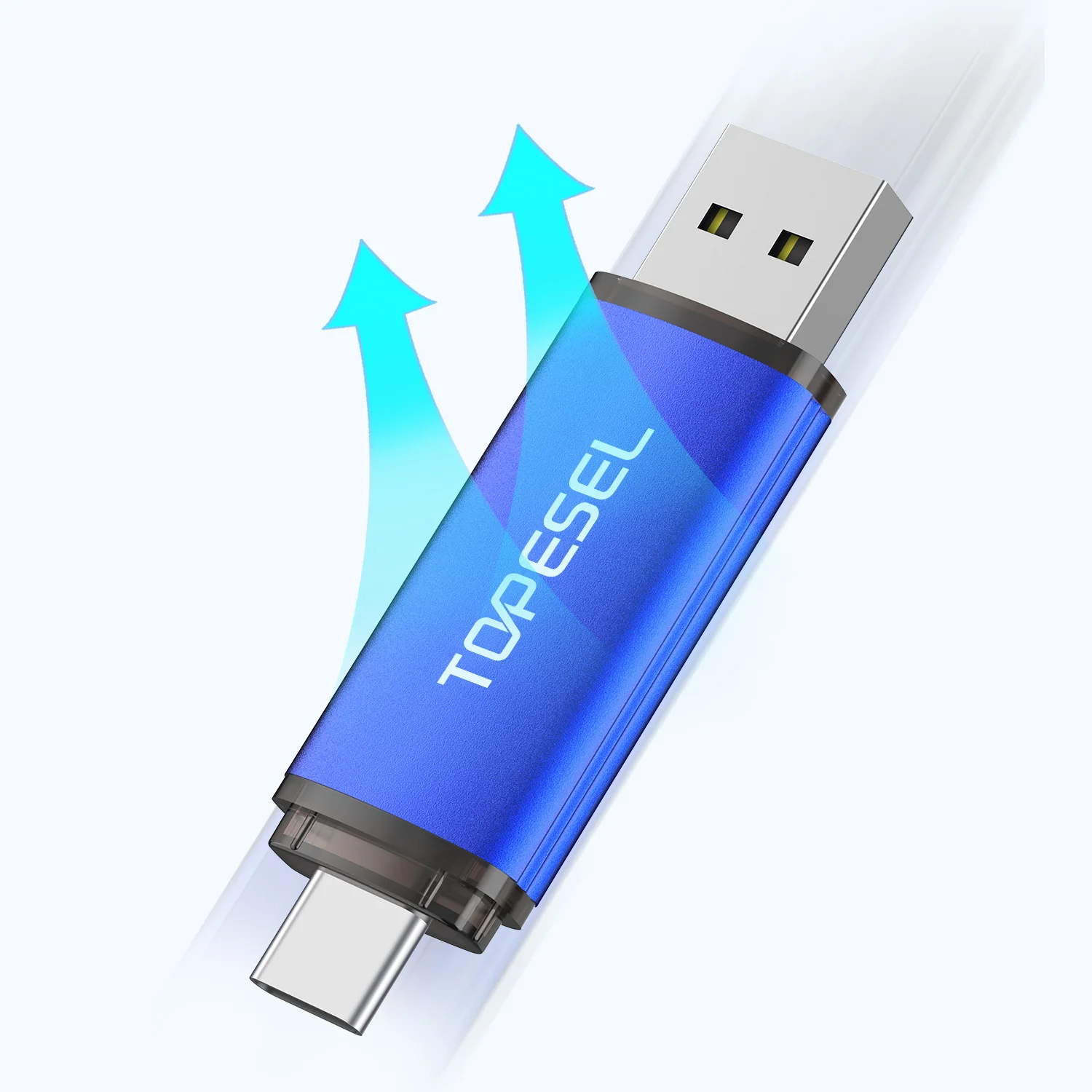 TOPESEL USB 2.0 유형 C USB 플래시 드라이브 OTG 펜 드라이브 64GB 32GB 16GB USB 스틱, 2 in 1 고속 펜 드라이브