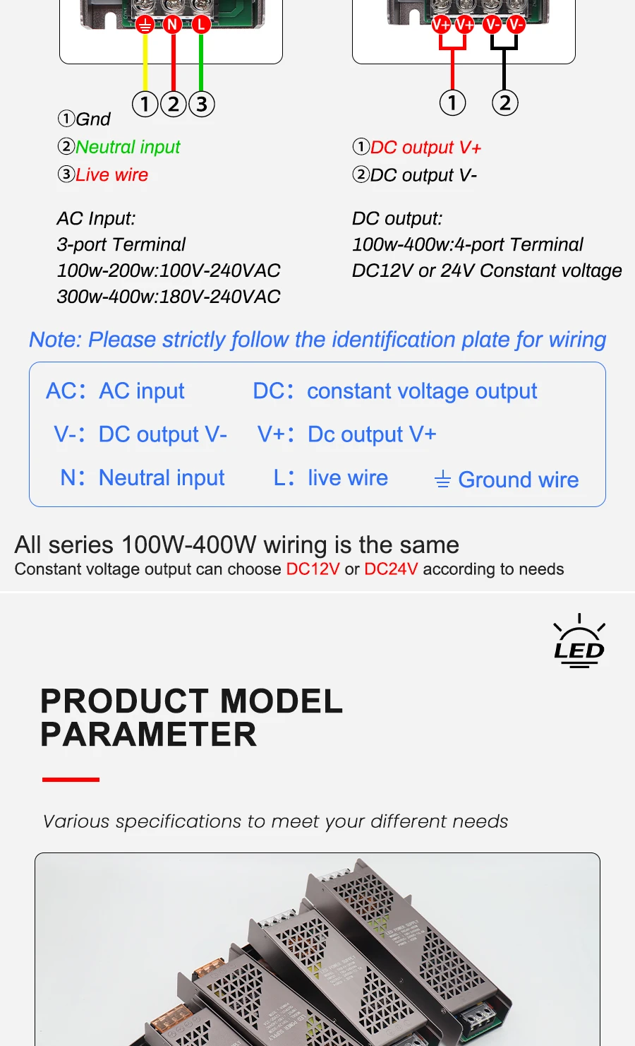 Compact DC LED power supply for COB and LED strip lighting projects