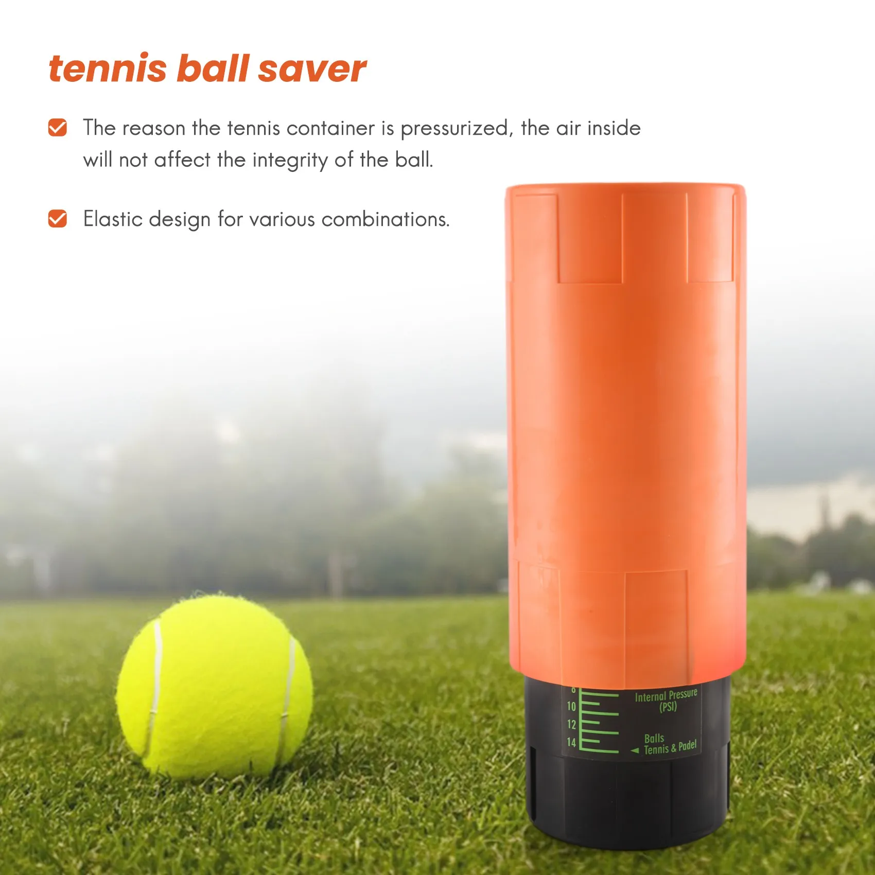 Tennisball-Sparer-halten Sie Tennisbälle frisch und hüpfen Sie neue Orange