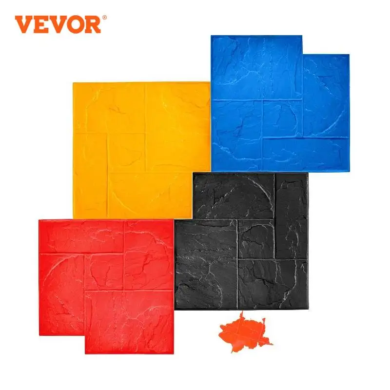 4PCS PU Concrete Texturng Skn Wall Floor Concrete Stamp Mat Set 24n