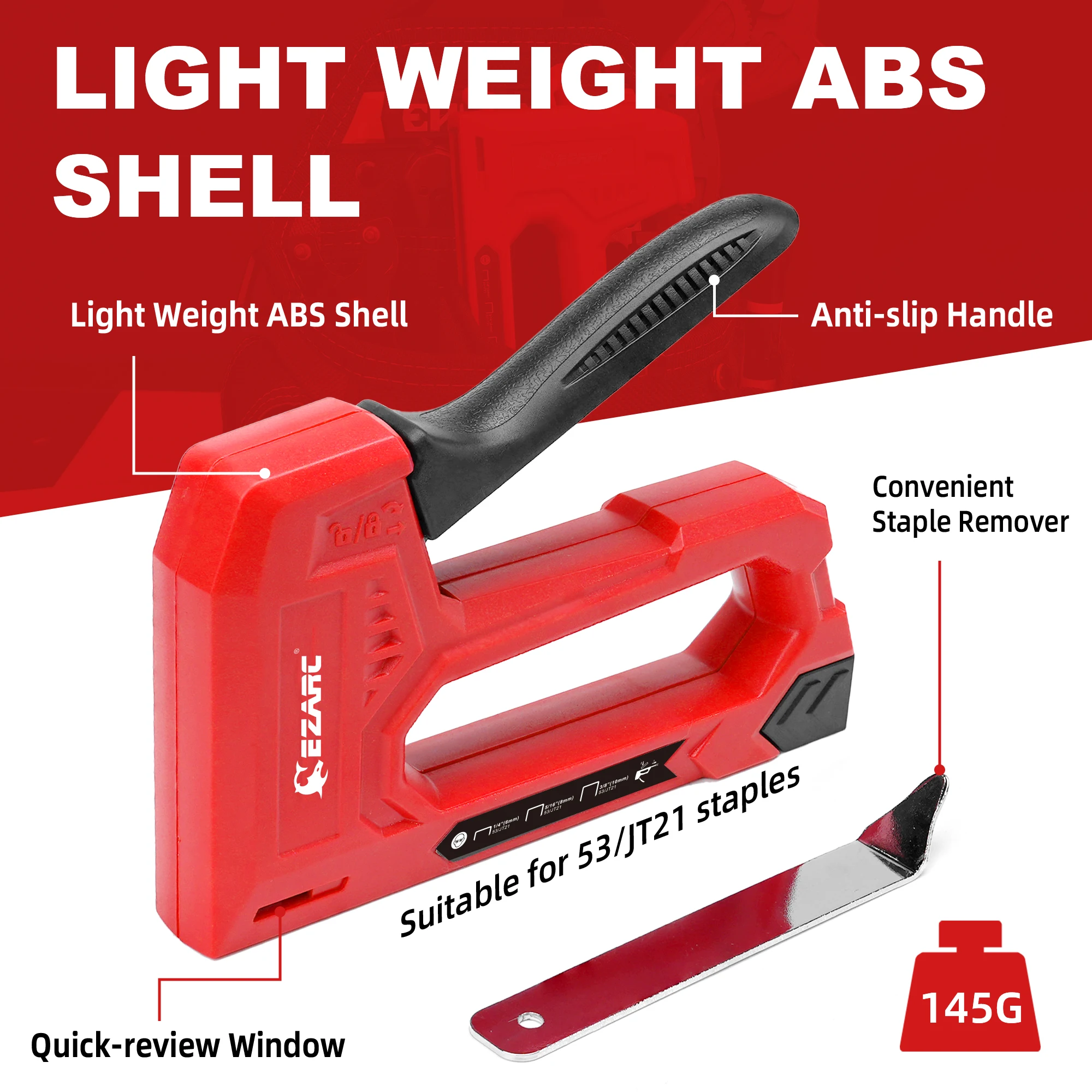 EZARC Hand Staple Gun Kit for Woodworking with 1000 Staples and Staple Remover, Light Duty Stapler and Nail Gun for DIY Crafts 6