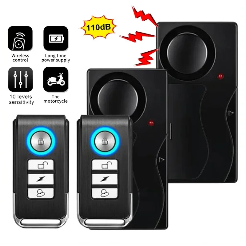 Wireless Vibration Bike Alarm Remote Control Anti-Theft Alarm 110dB Loud Bike Door Window Motorcycle Security System remote control motorcycle alarm bike alarm wireless vibration alarm anti theft alarm