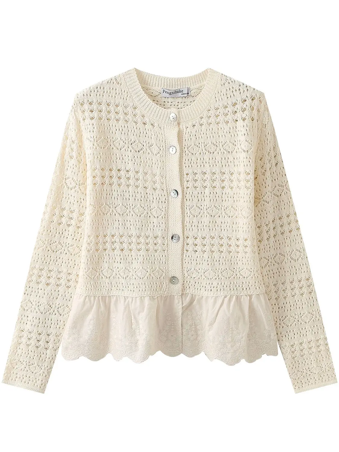 Women's Jacquard Mesh Knit Cardigan