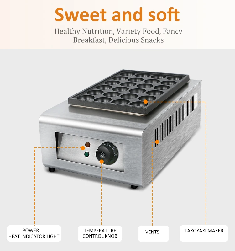 Description Picture 3 of itemCommercial Big Power Electric Takoyaki Ball Grill Machine 3 Plates Fishball Oven Grill