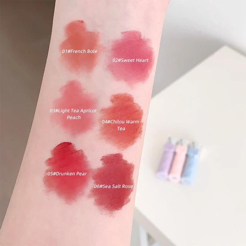 Gege Bear Air Matte Lip Mud Set Matte Color Lip Glaze Mud Three in a Box lip gloss,lip makeup,lip glaze