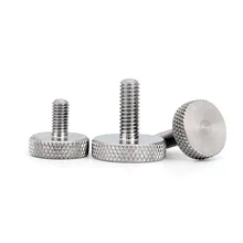  1pc M3 M4 M5 M6 M8 M10 GB835 304 Stainless Steel Knurl Flat Round Head Hand Tighten Curtain Wall Glass Thumb Screw Bolt DIN653 
