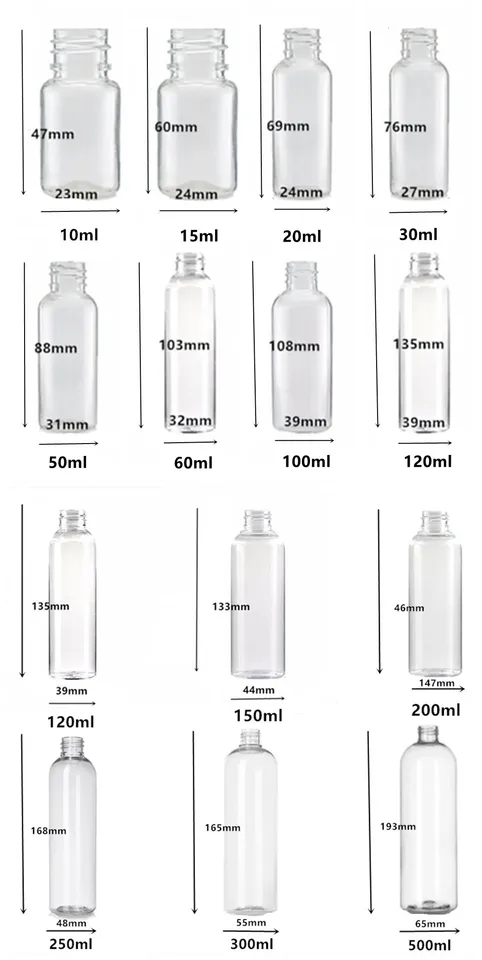 空のペットボトル、1オンス/2オンス 15/20/30ml/50/100ml 120ml 150