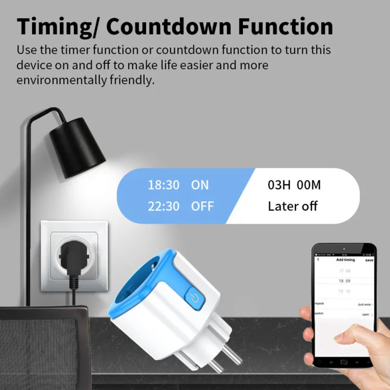 Cerhot Tuya WiFi Smart Plug EU 20A with Power Monitor Remote Control Google Assistant Alexa Yandex Alice Voice Control Wifi Plug