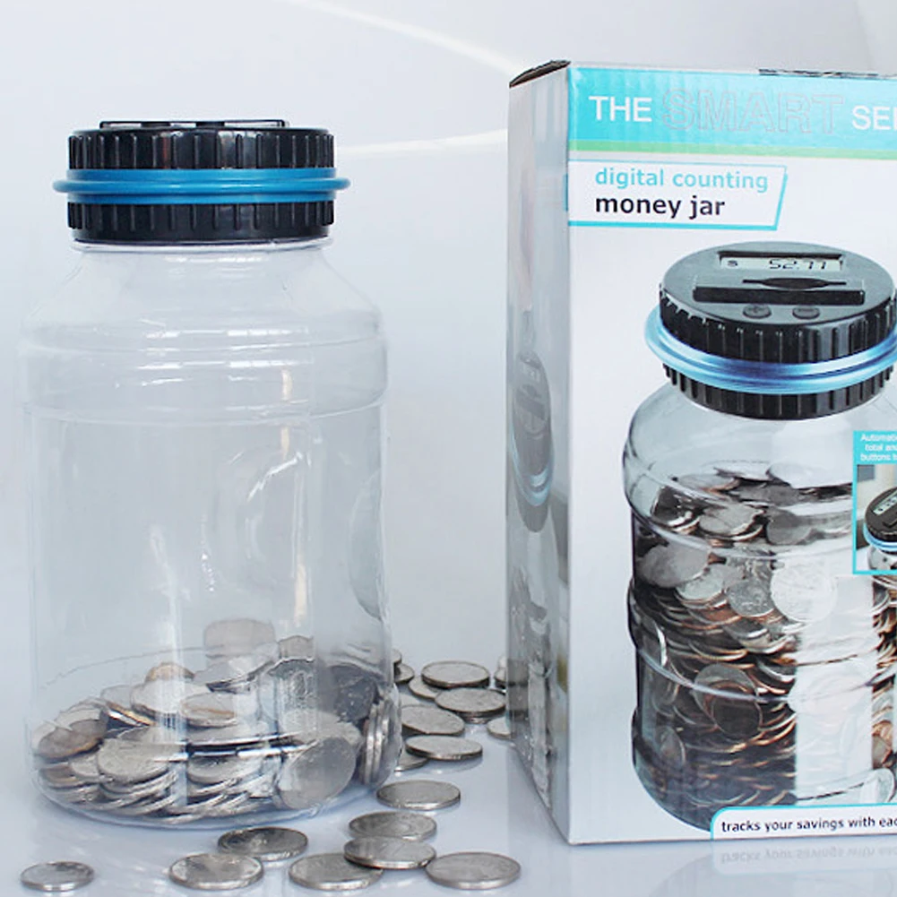 Digital Coin Bank Savings Jar with LCD Counter Digital Coin Bank Piggy Bank Savings Jar Designed for Dollar Euro Pound Aud 4