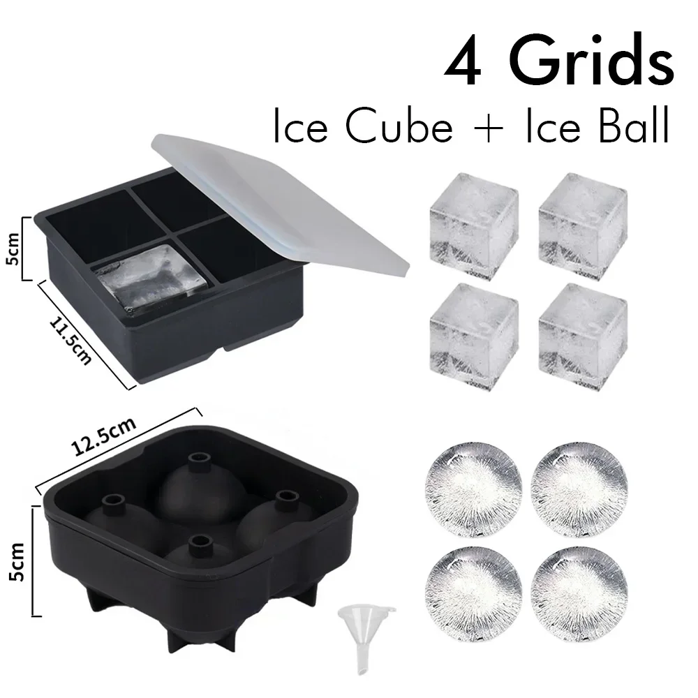 Silicone Ice Cube & Ball Maker with Lid - Perfect for Whiskey, Cocktails, and Iced Coffee