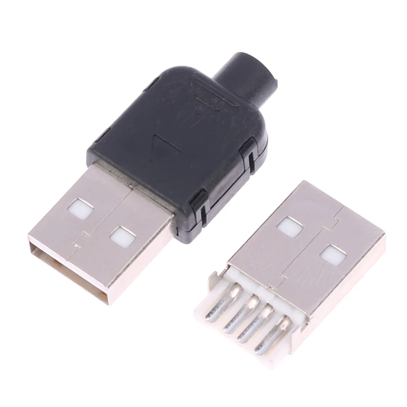 DIY USB 2.0 커넥터 플러그 A 타입 수 4 핀, 블랙 플라스틱 쉘 어댑터 소켓 어셈블리, 10 세트