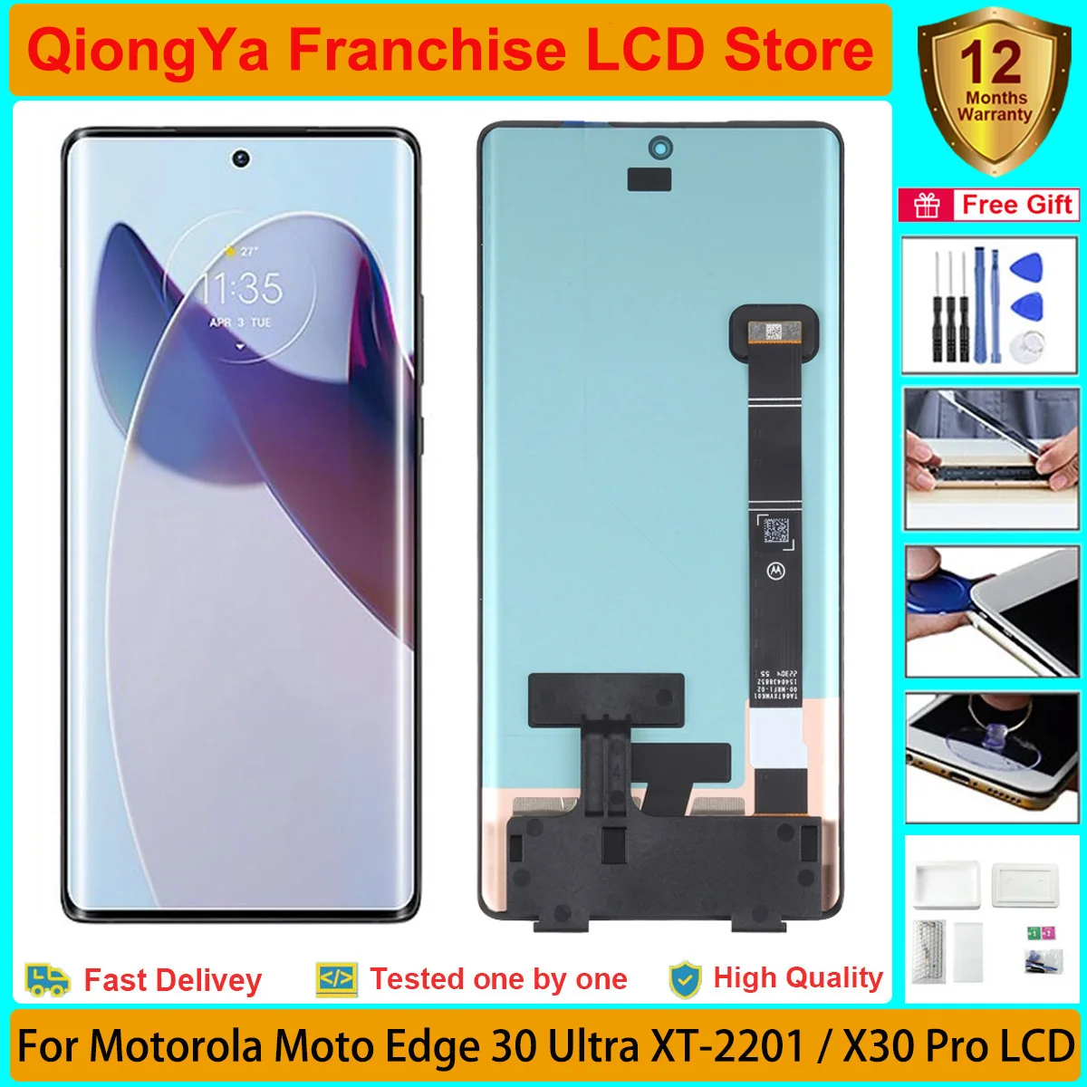 Display Amoled Originale Testato Da 6.67 "Per Motorola Moto Edge 30 Ultra Xt-2201 / Edge X Lcd Con Gruppo Digitalizzatore Touch Screen