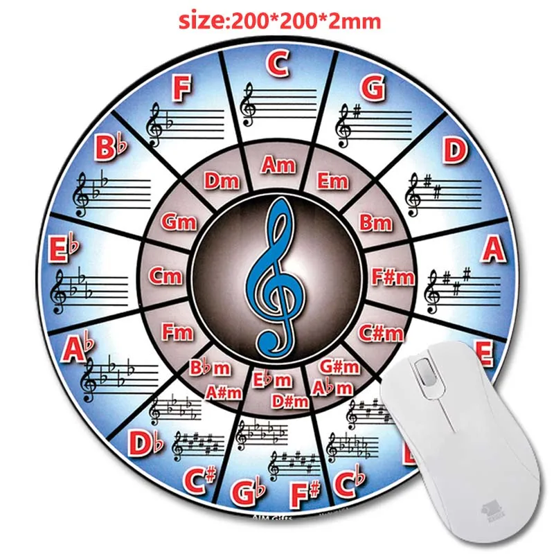 Piano Music Symbol Mouse Pad Color Computer Round Mousepads Game Coaster 200X200/220X220MM Mat DIY Pads Desk Mat Gaming