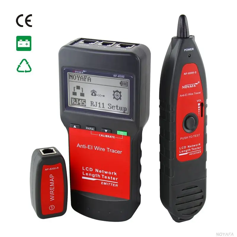 NOYAFA NF-8200 Cable Tester RJ45 RJ11 CAT5 CAT6 Anti-Interference Wire Tracker Locator LED Network Tester Length Measurement cable toner and probe Networking Tools