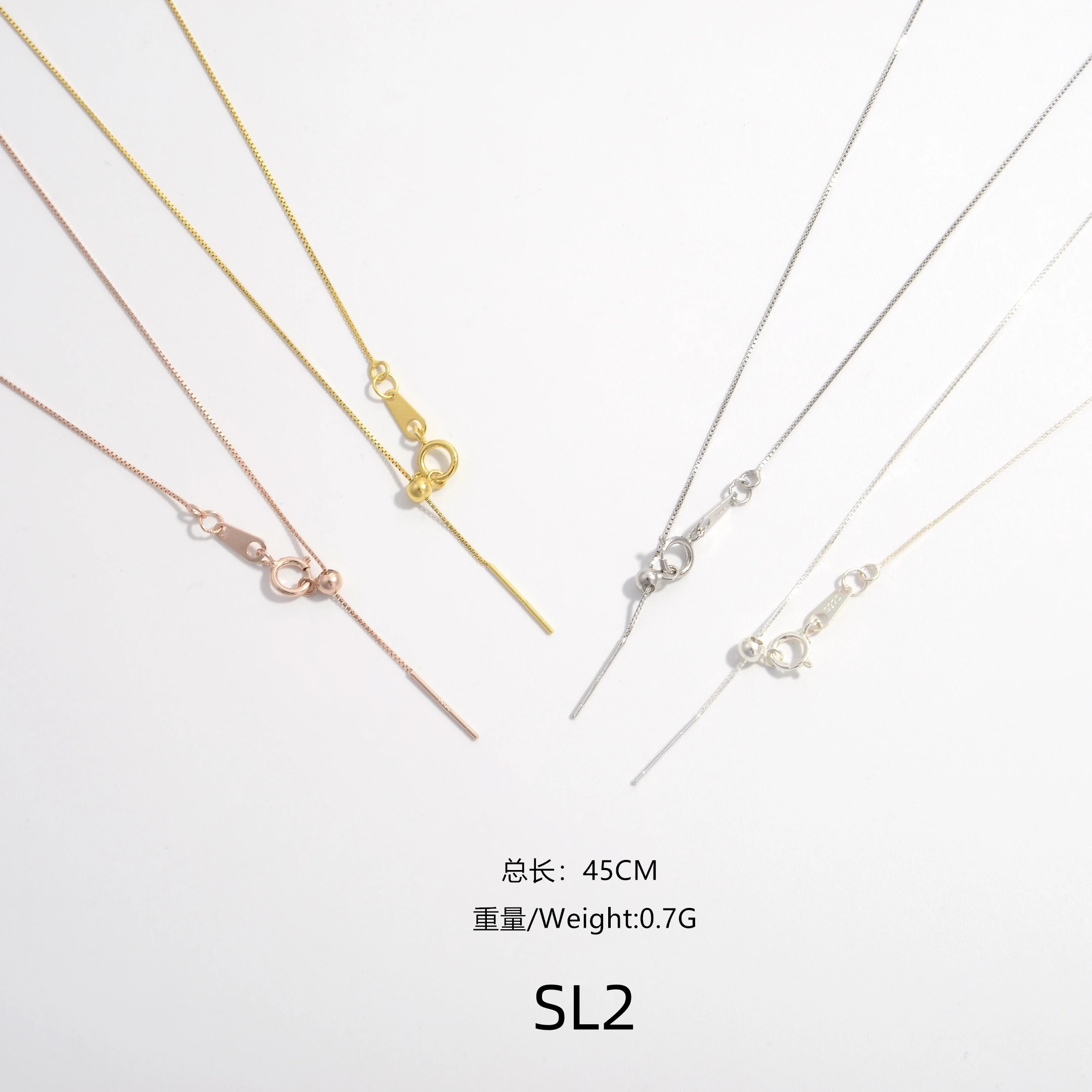 Zhukou, echte reine s925 Sterling silber einfache o Form Schlüsselbein Halskette für DIY Anhänger verstellbare Länge Damen Halskette sl1 – Detail 3