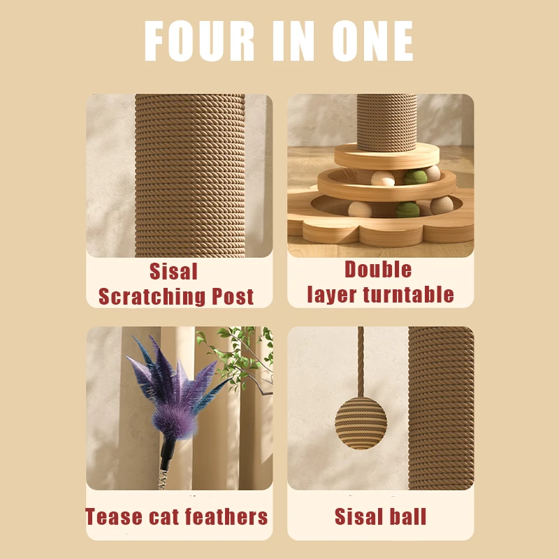 Title 3, Pet Cat Toy Solid Wood Cat Turntable Funny Cat ...
