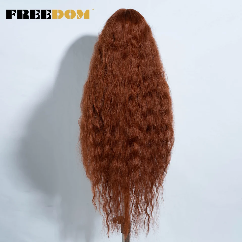 FREEDOM Synthetic Lace Front Wigs For Women 42" Long Curly Wig 6" Deep Part Lace Wig Black Ginger Cosplay Wigs Local Shipping 4